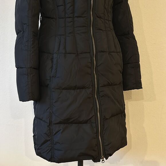 Add Down sz 6 long black Icon 10 hooded zip front coat great preowned condition - Picture 2 of 11